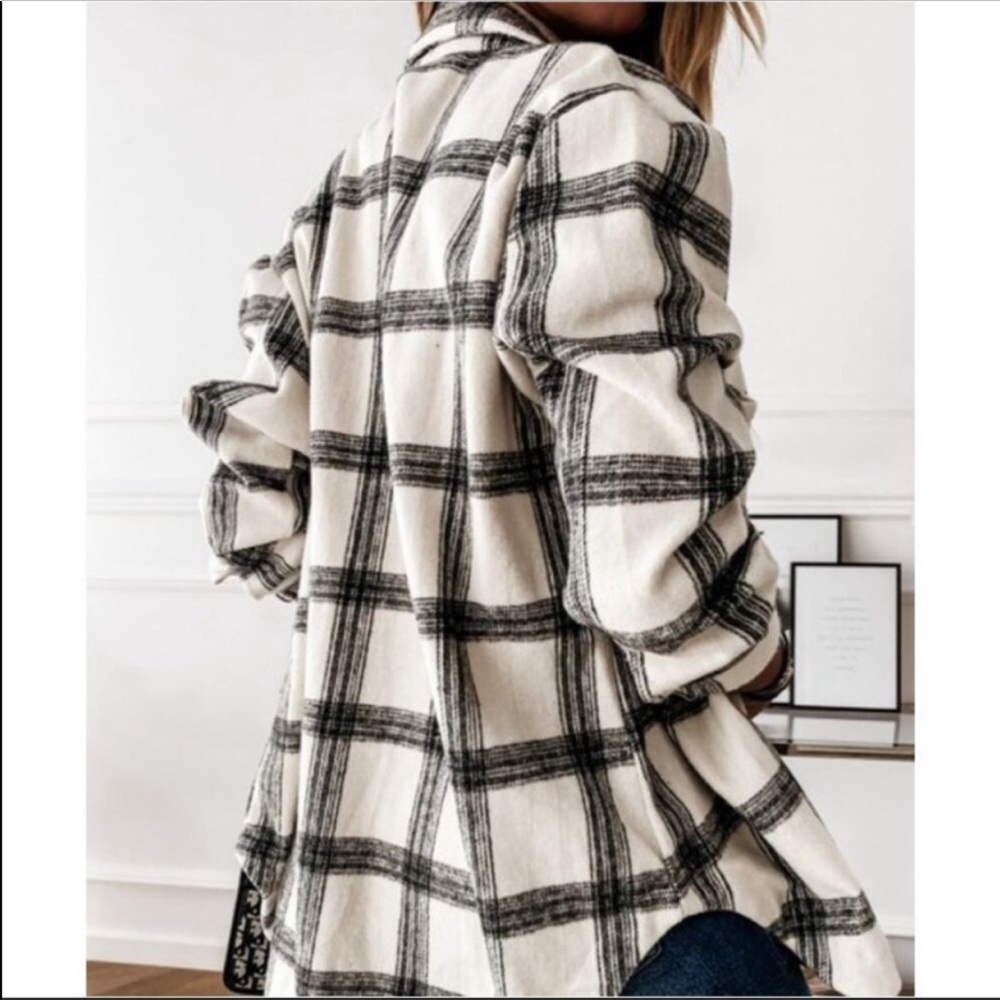 #66 CLOSEOUT SALE! New! Plaid Long Shacket Flannel Shirt Jacket - Picture 4 of 5